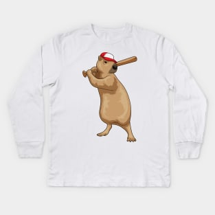 Capybara Baseball Baseball bat Kids Long Sleeve T-Shirt